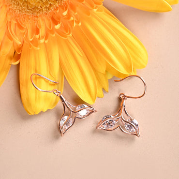 Silver Whale Tail Dangler Earrings 