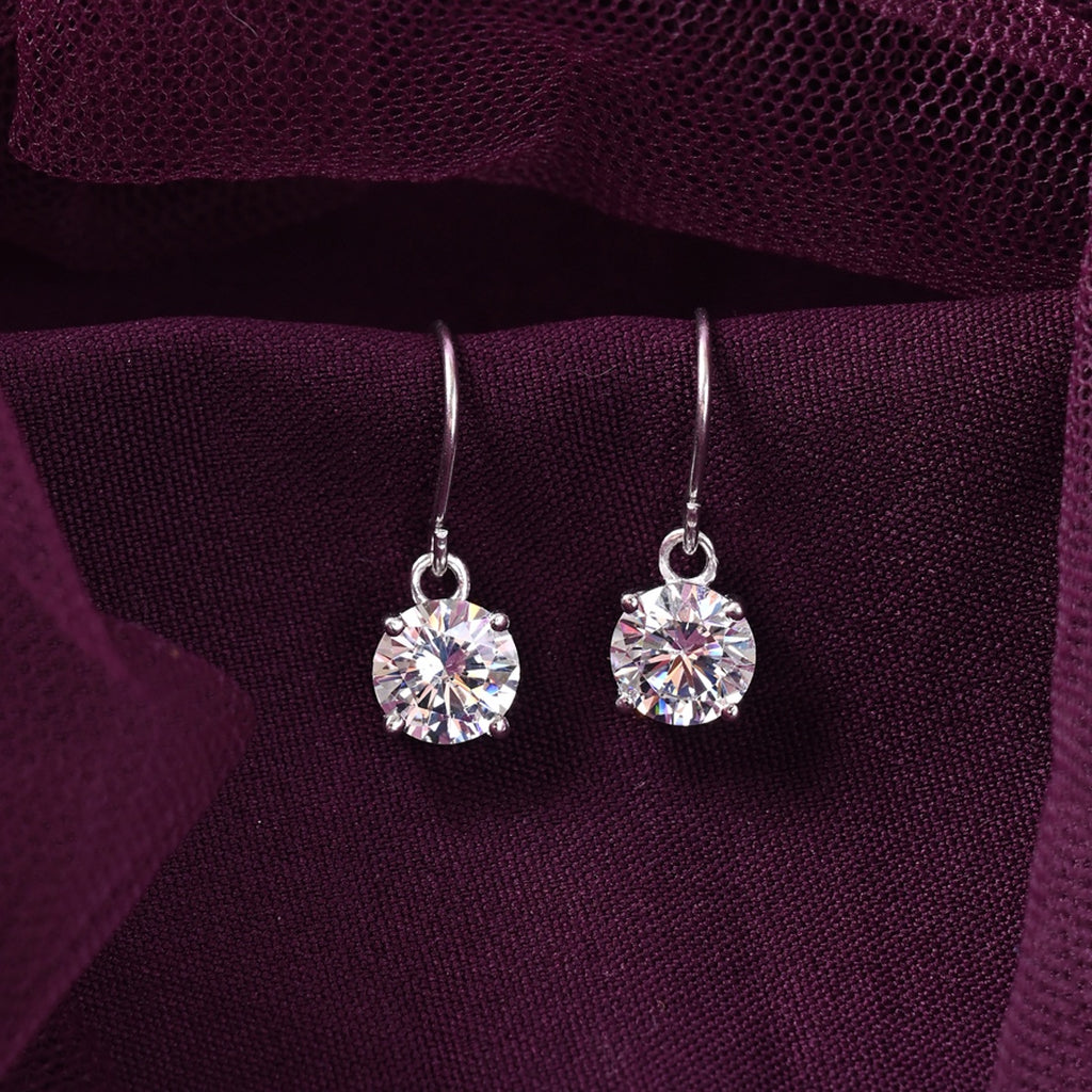 Silver Gia Classic Solitaire Dangle Drop Earrings