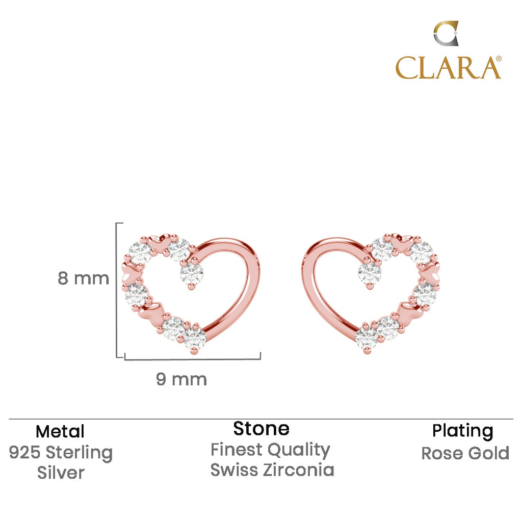 Silver Valentine Heart Stud Earrings