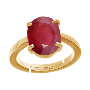 CLARA Certified Original Ruby Manik Gemstone 3.25 to 10.25 ratti or 3 to 9.3 carat Panchdhatu adjustable Ring for Men & Women