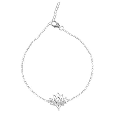 CLARA 925 Sterling Silver Lotus Anklet Payal ( Single ) Adjustable Chain Gift for Women and Girls