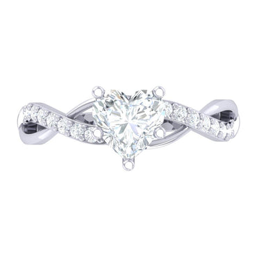 Silver Heart Solitaire Ring