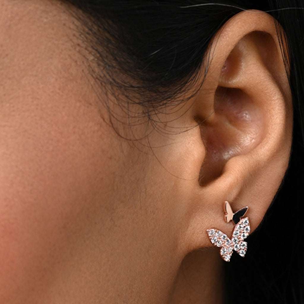 Silver Fairy Butterfly Earrings