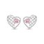 Silver Iris Pink Heart Stud Earrings