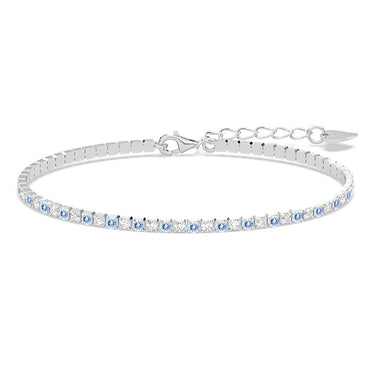 Silver Sky Blue Slim Tennis 2mm Bracelet