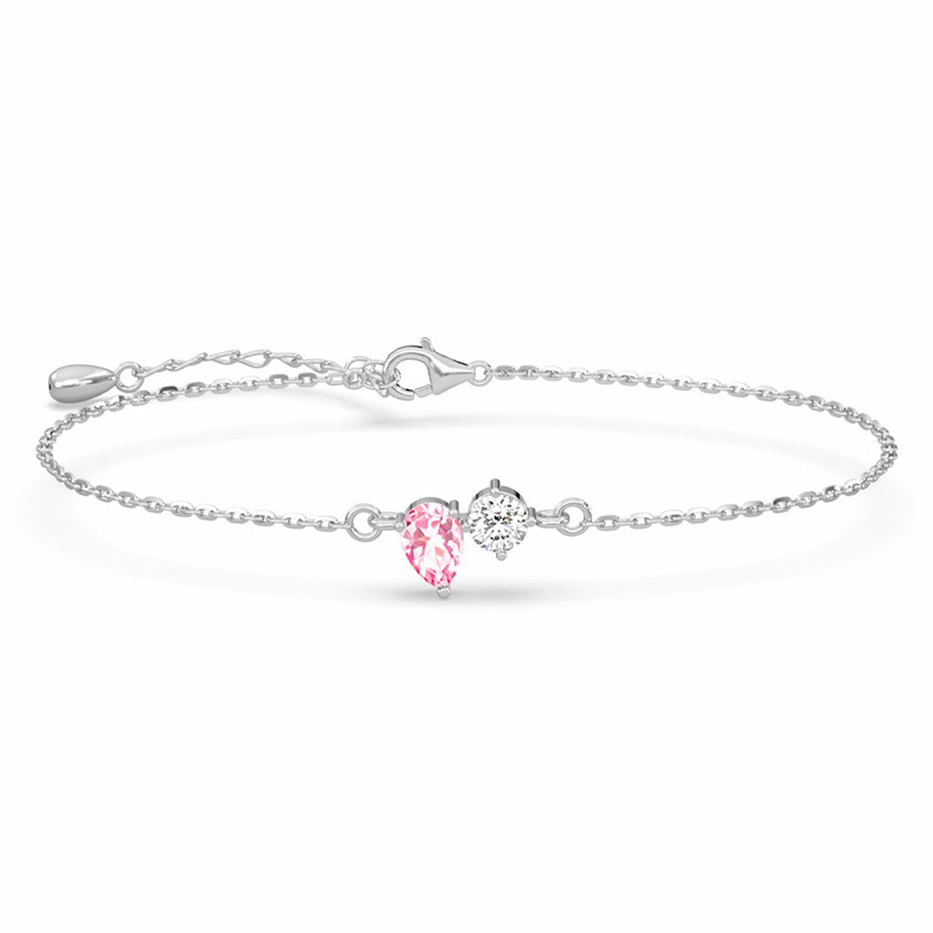 Silver Toi et Moi Solitaire Bracelet