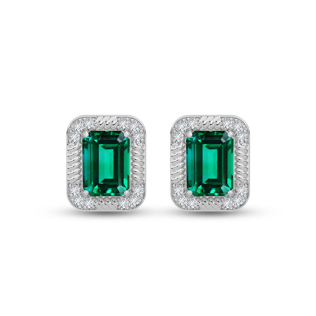 Silver Chloe Green Stud Earrings