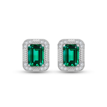 Silver Chloe Green Stud Earrings