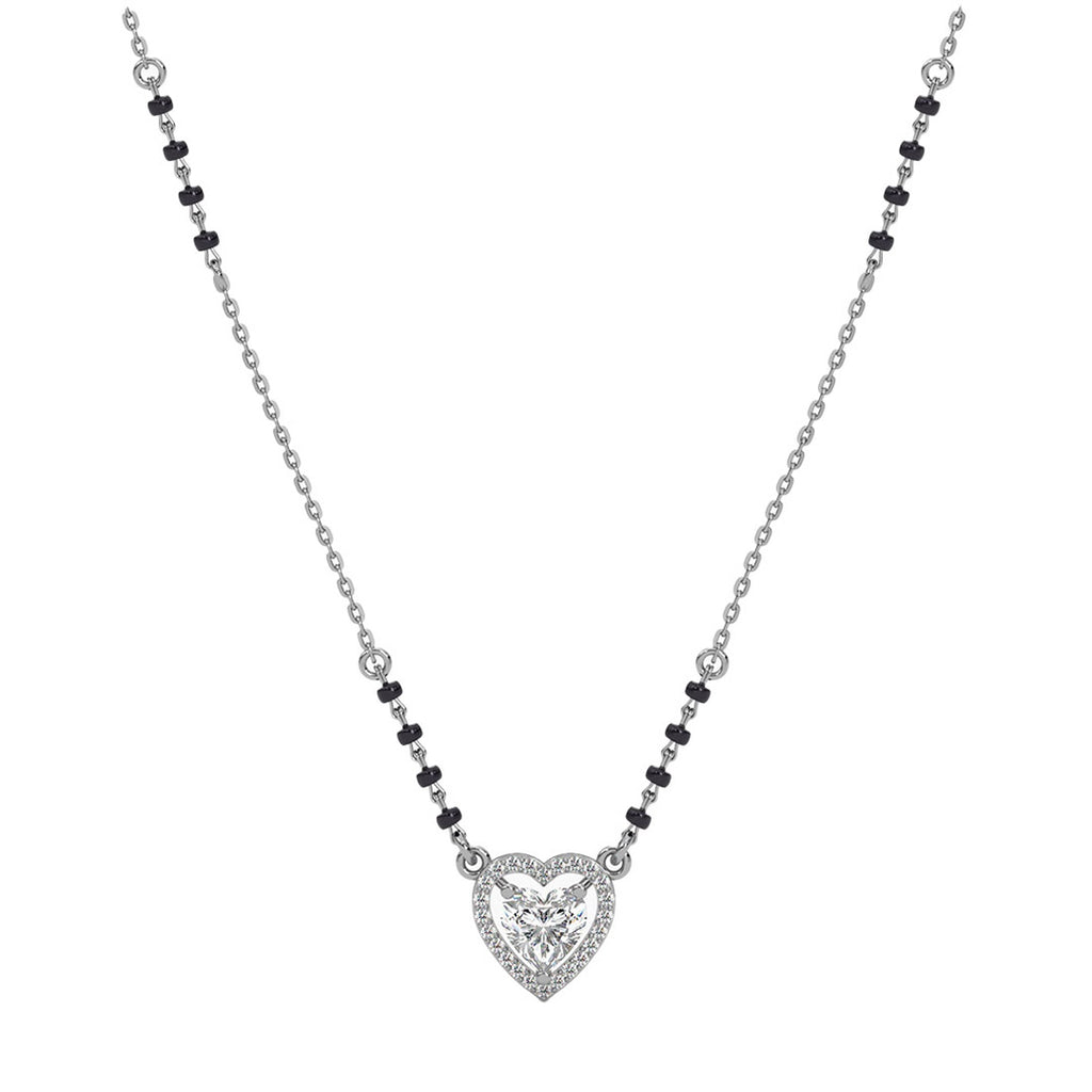 Silver Shanvika Heart Solitaire Mangalsutra