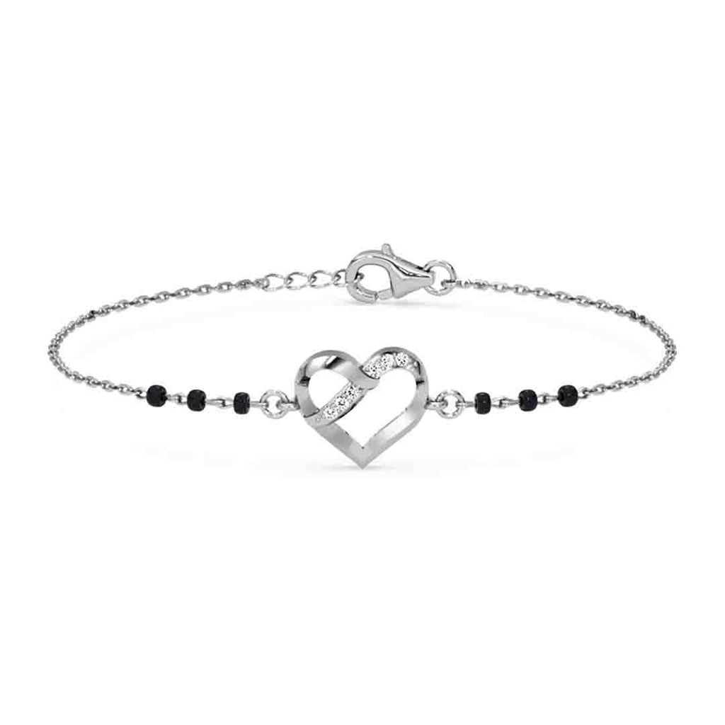 Silver Jivika Heart Mangalsutra Bracelet