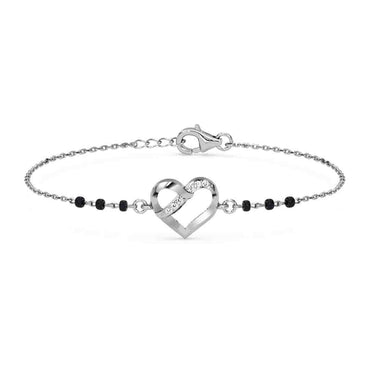 Silver Jivika Heart Mangalsutra Bracelet