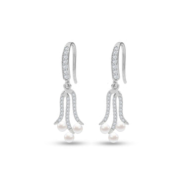 Silver Kara Pearl Drop Earrings