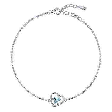 Silver Hiya Heart Anklet Payal (Single)