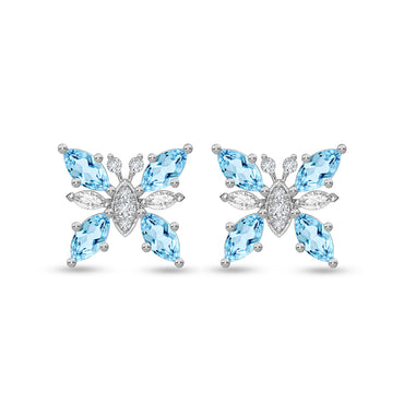 Silver Pia Butterfly Stud Earrings