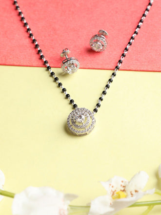Silver Halo Mangalsutra Jewellery Set