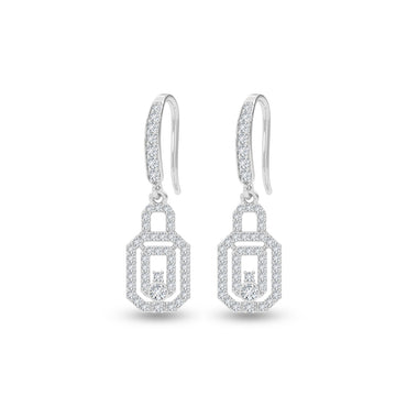 Silver Lock Drop Earrings