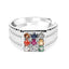 Clara 92.5 Sterling Silver Natural Certified Navaratna Stone Original 9 gems Adjustable Ring for Men and Boys