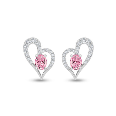 Silver Cuore Pink Heart Earrings