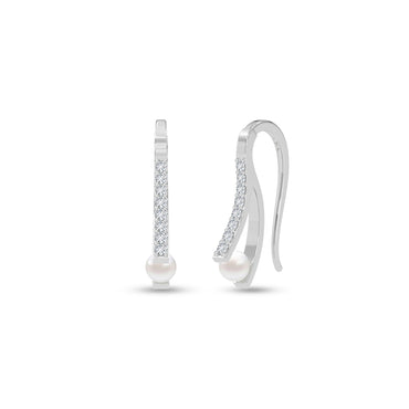 Silver Carls Pearl Drop Earrings