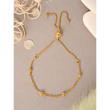CLARA 925 Pure Silver Golden Ball Chain Bracelet
