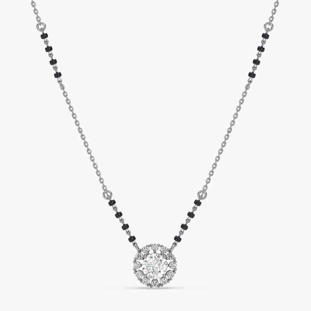 Silver Round Solitaire Mangalsutra