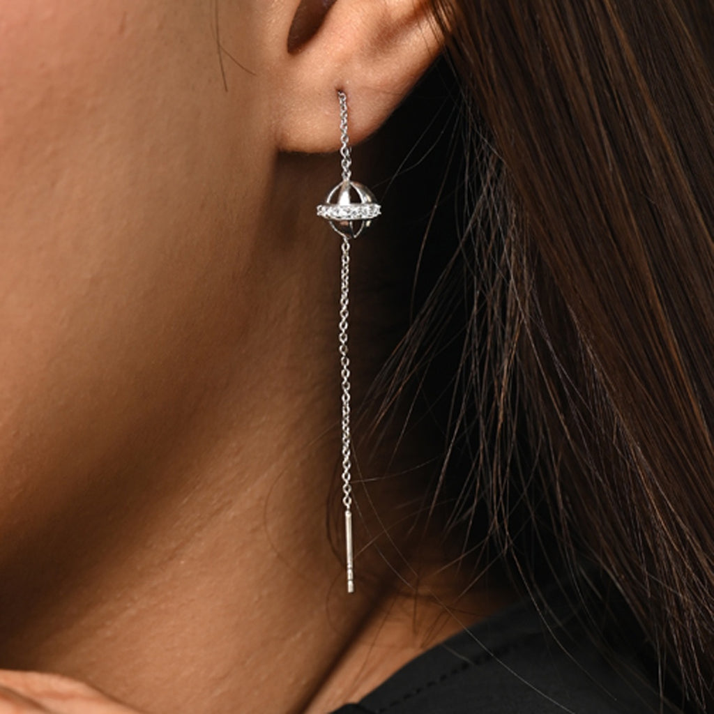 Silver Ball Sui Dhaga Threader Earrings