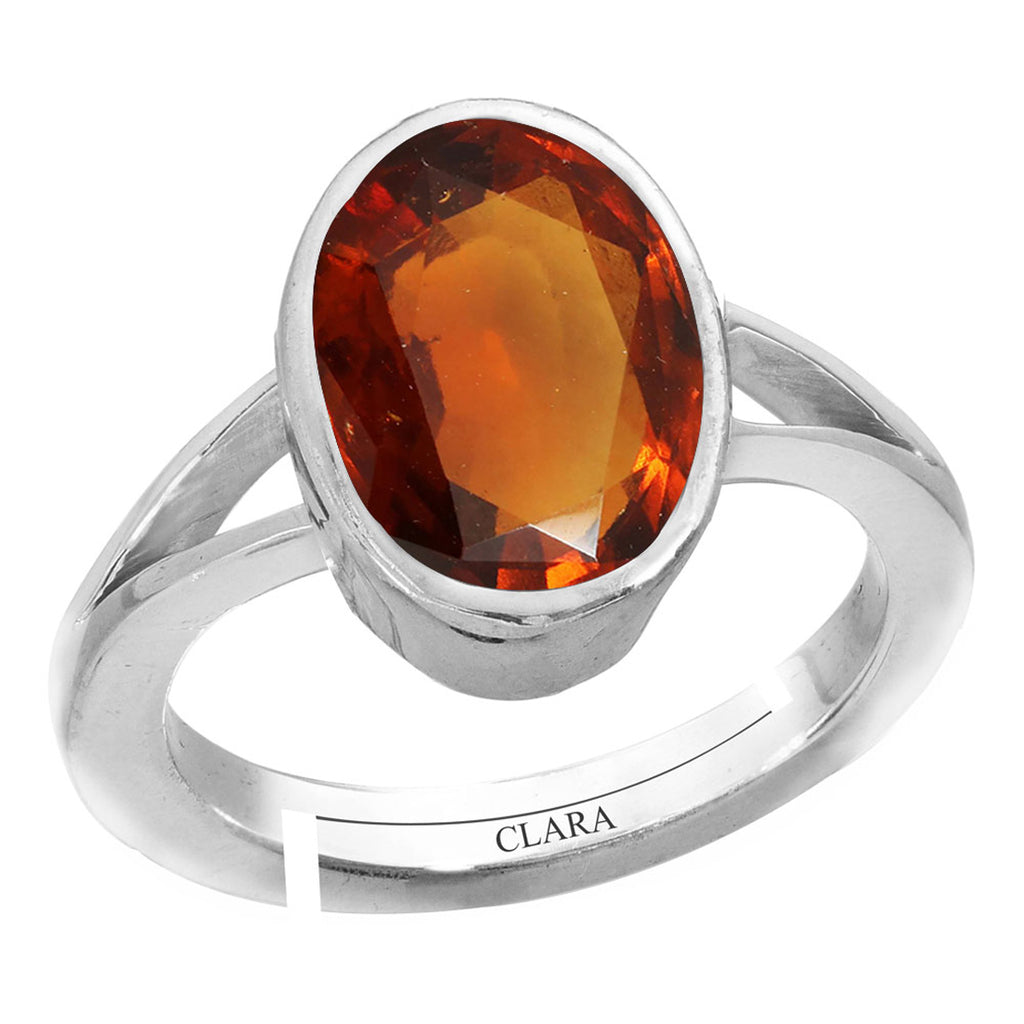 Certified Hessonite Gomed 7.5cts or 8.25ratti 92.5 Sterling Silver Adjustable Ring