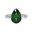 Silver Dark Green Tear Drop Ring