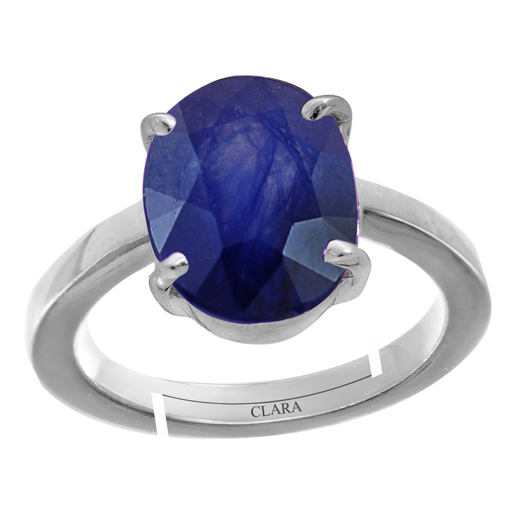 Certified Blue Sapphire Neelam 4.8cts or 5.25ratti 92.5 Sterling Silver Adjustable Ring