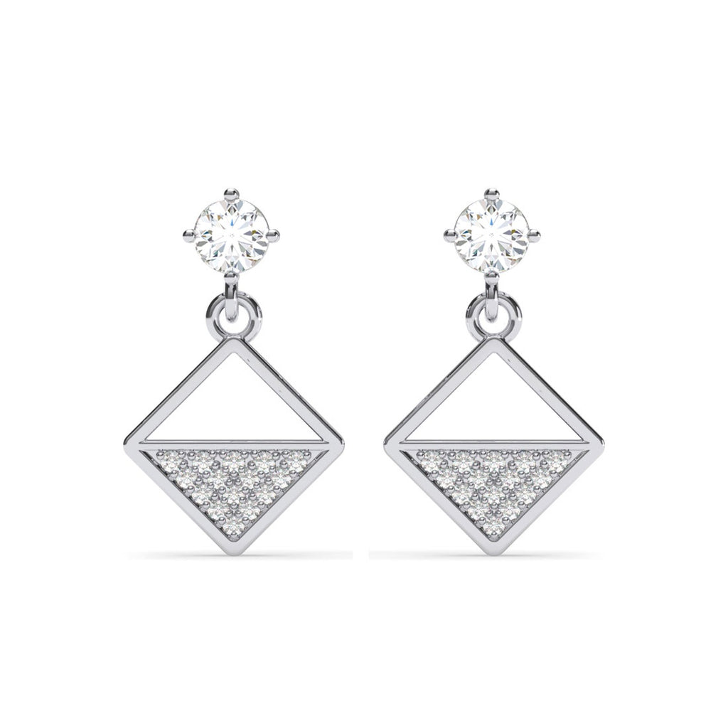 Silver Zeta Square Earrings