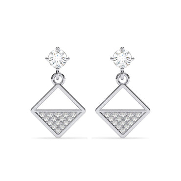 Silver Zeta Square Earrings