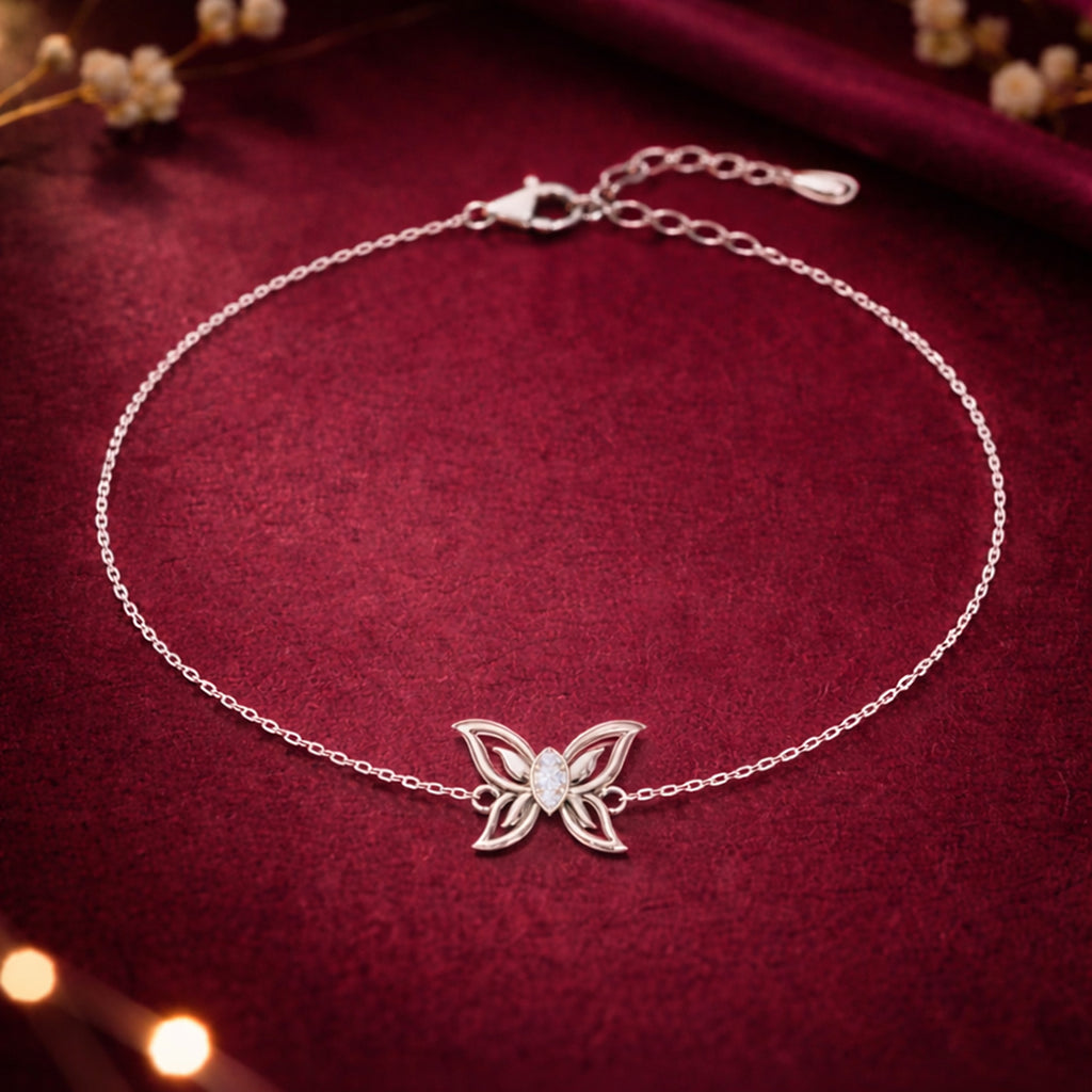 Silver Ela Butterfly Anklet Payal (Single)