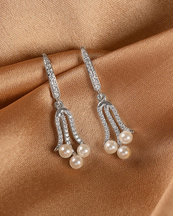 Silver Kara Pearl Drop Earrings
