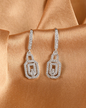 Silver Lock Drop Earrings