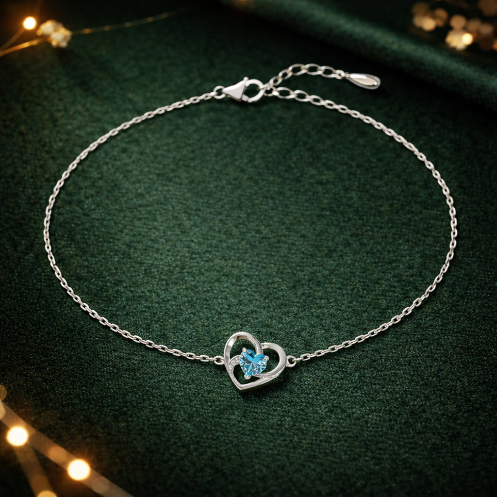 Silver Hiya Heart Anklet Payal (Single)