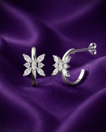 Silver Butterfly Hoop Earrings