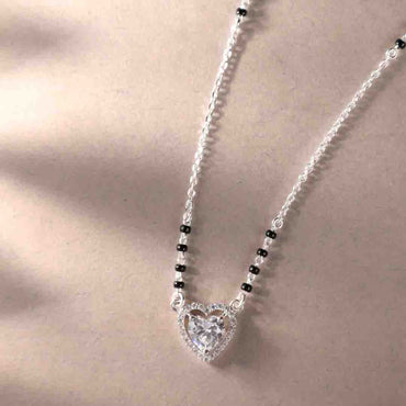 Silver Shanvika Heart Solitaire Mangalsutra