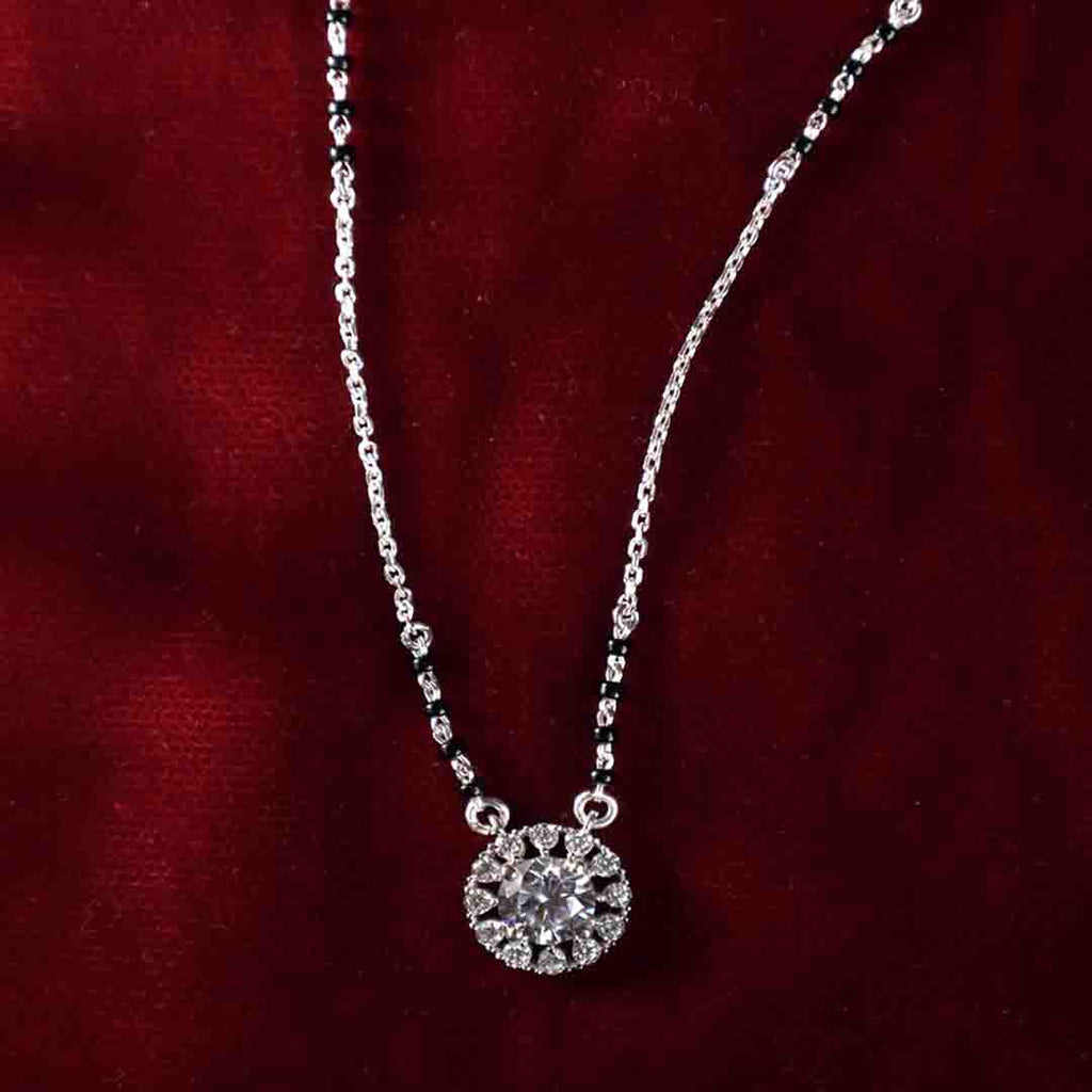 Silver Round Solitaire Mangalsutra