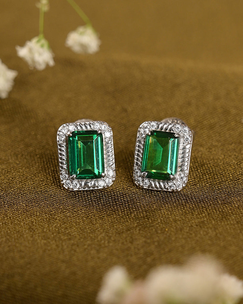 Silver Chloe Green Stud Earrings