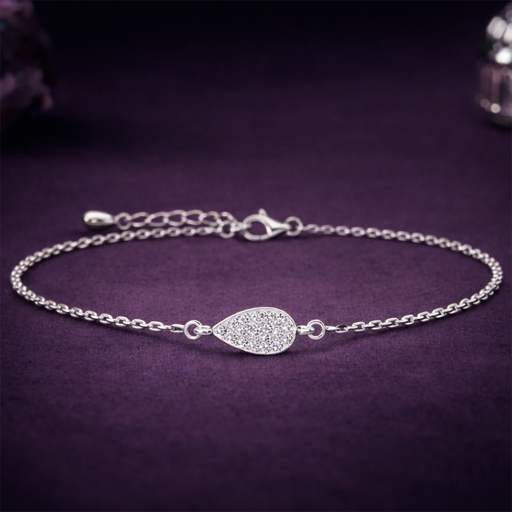 Silver Foglia Leaf Bracelet