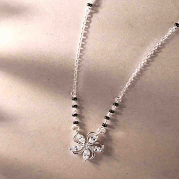 Silver Flower Mangalsutra