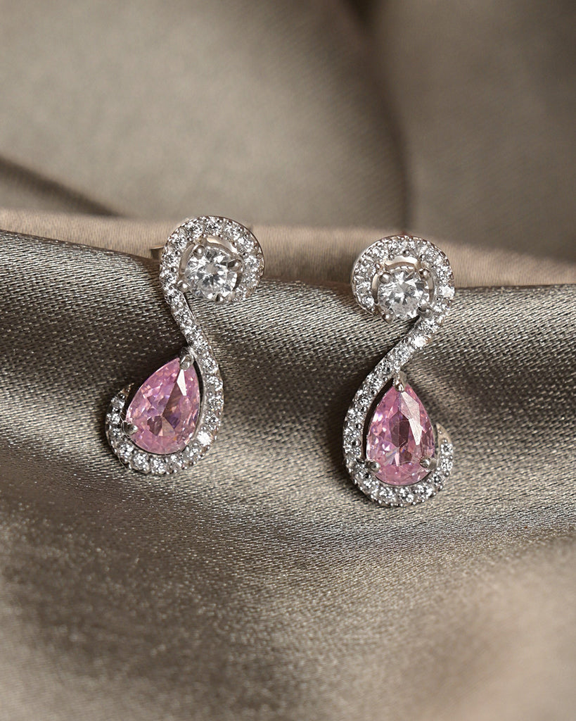 Silver Gioia Pink Earrings