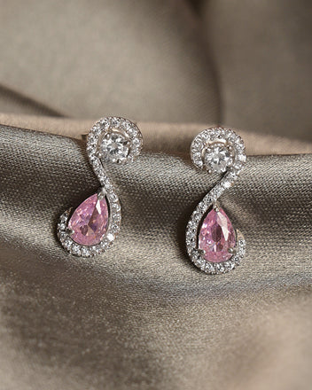 Silver Gioia Pink Earrings