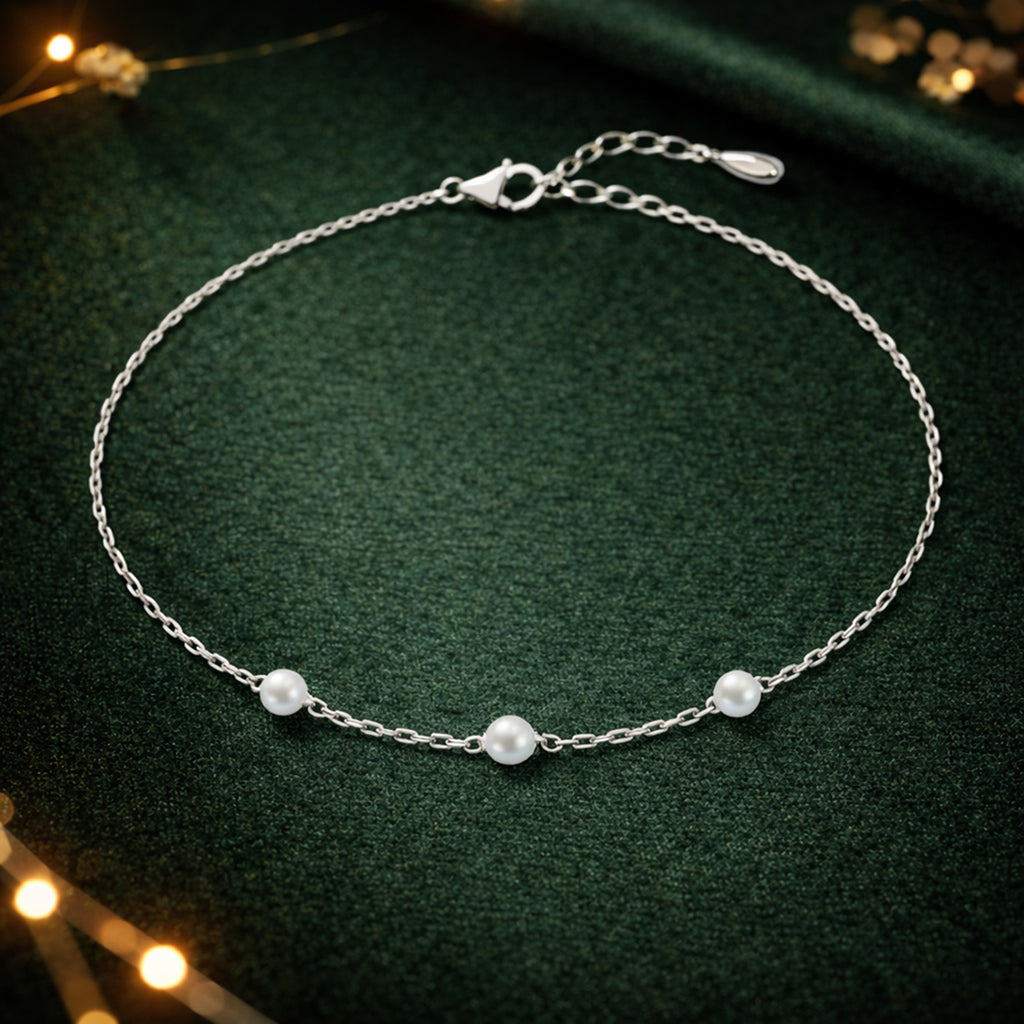 Silver Falak Pearl Anklet Payal (Single)