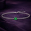 Silver Green Solitaire Double Chain Bracelet