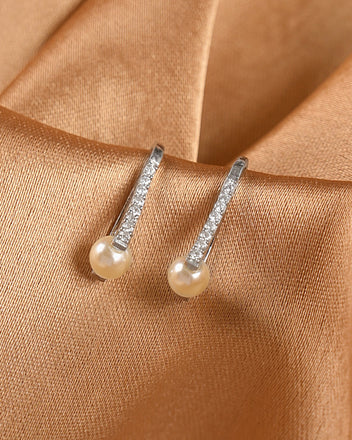Silver Carls Pearl Drop Earrings