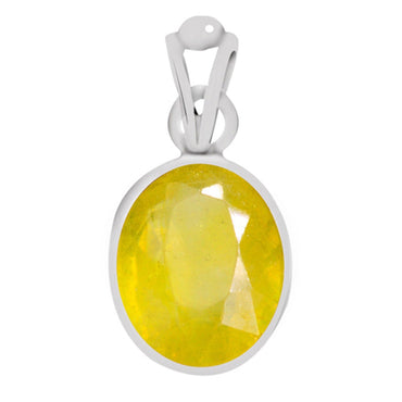 Certified Yellow Sapphire Pukhraj Silver Pendant 9.3cts or 10.25ratti
