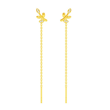 Silver Leafy Sui Dhaga Threader Earrings