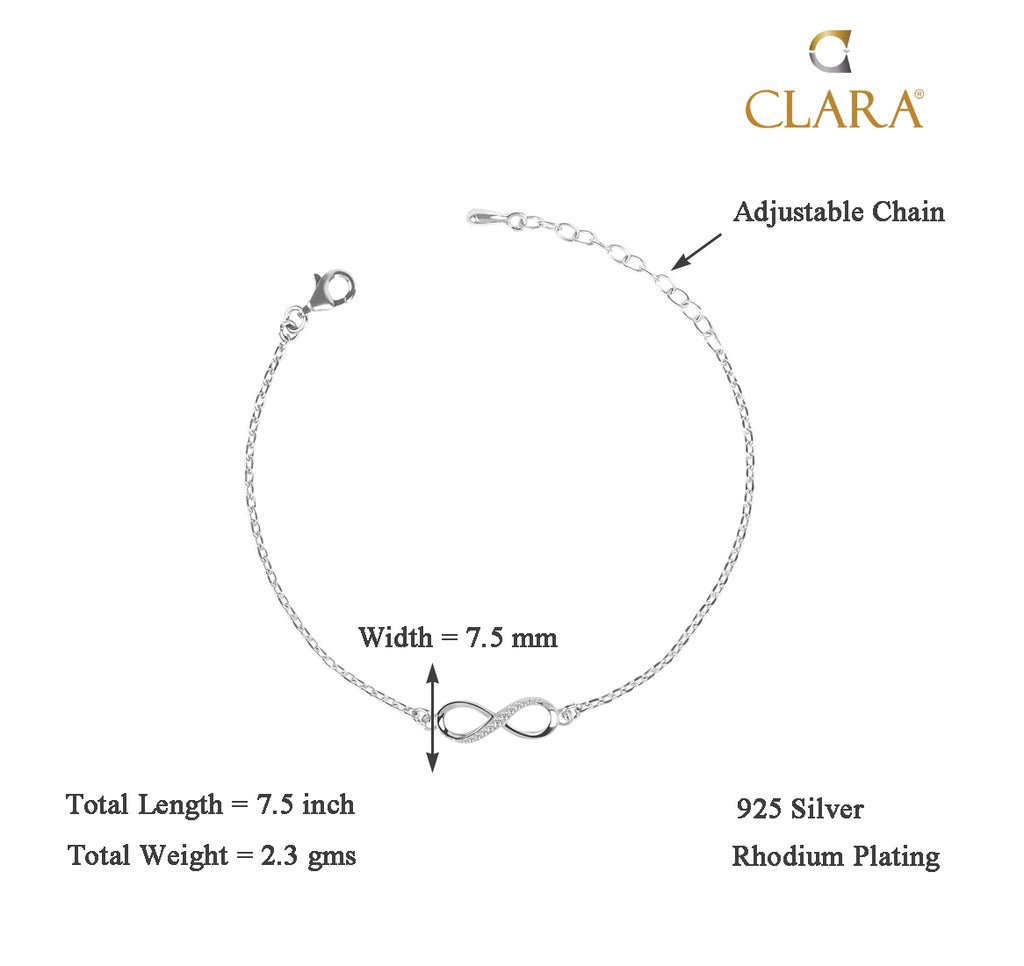 CLARA 925 Sterling Silver Infinity Bracelet