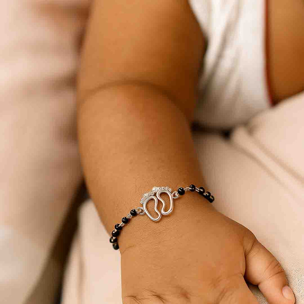 Silver Baby Nazariya Kids Footprint Bracelet